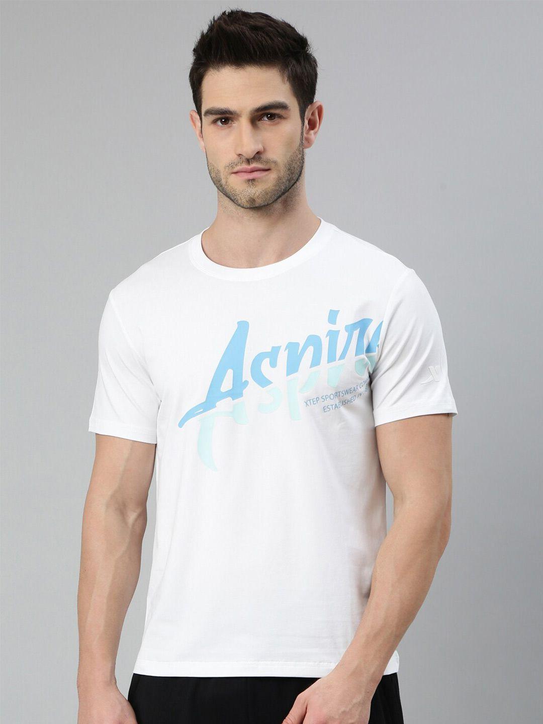 xtep men white printed x-dry soft t-shirt