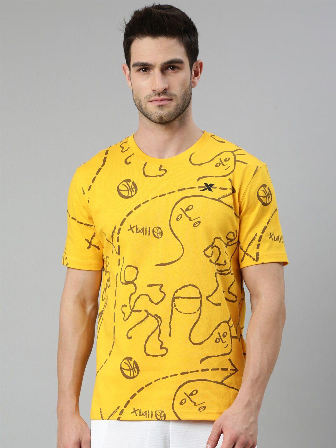 xtep men yellow printed t-shirt