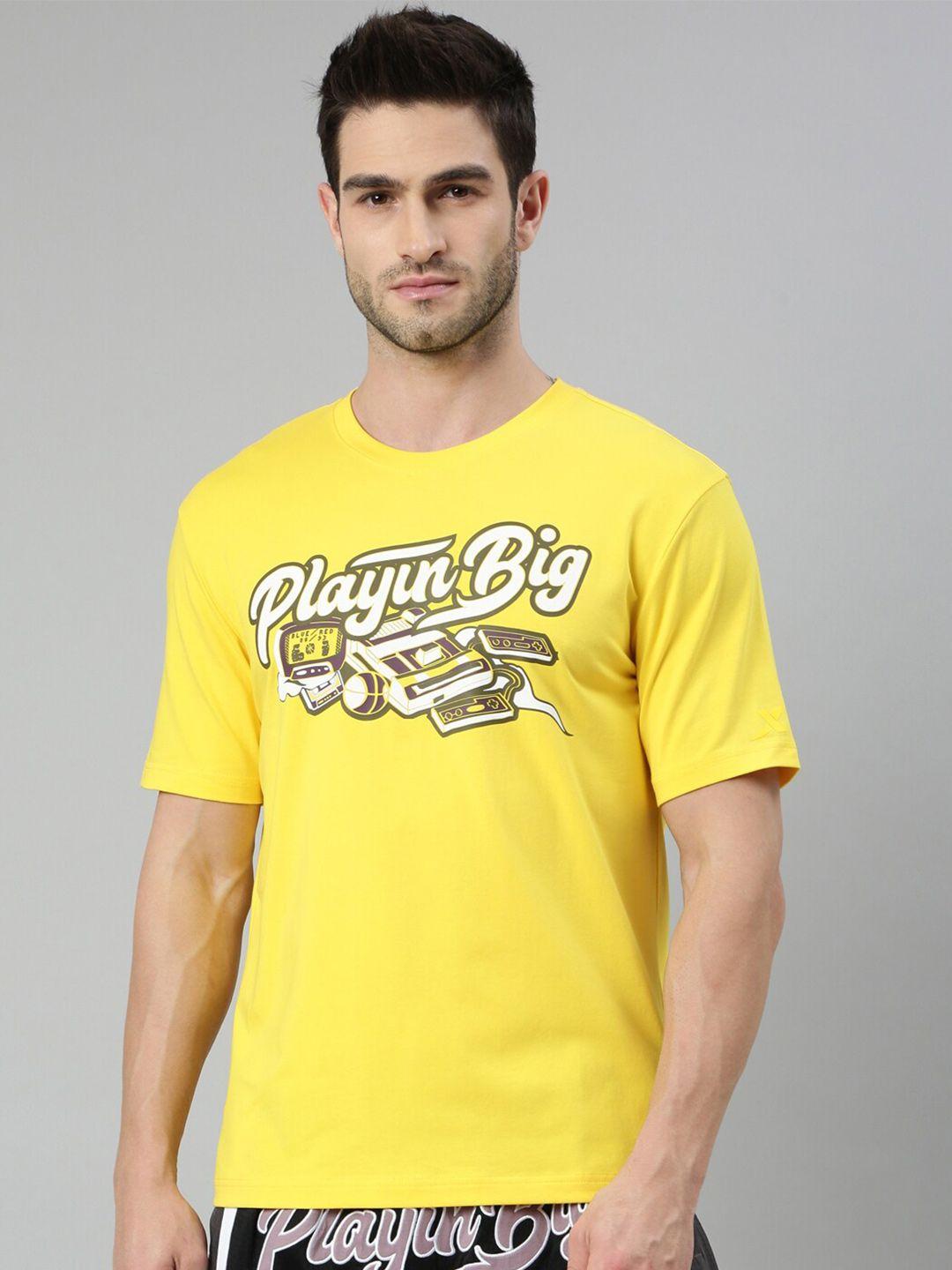 xtep men yellow printed x-dry soft t-shirt