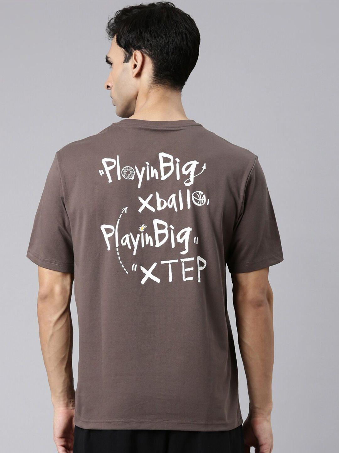 xtep typography printed round neck cotton regular t-shirt