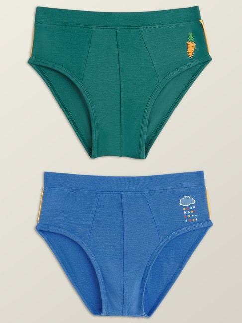 xy life kids blue & green relaxed fit briefs (pack of 2)