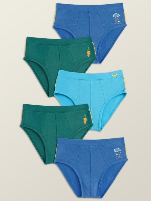 xy life kids blue & green relaxed fit briefs (pack of 5)