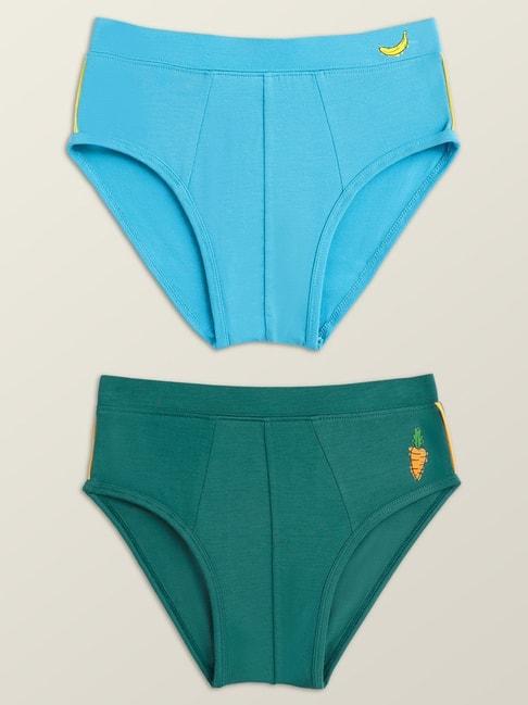 xy life kids green & blue relaxed fit briefs (pack of 2)