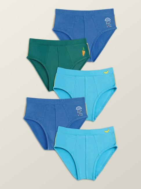 xy life kids green & blue relaxed fit briefs (pack of 5)