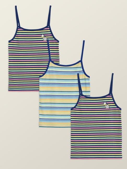 xy life kids multicolor striped camisole (pack of 3)