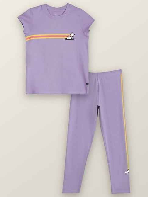 xy-life-kids-purple-cotton-printed-t-shirt-set