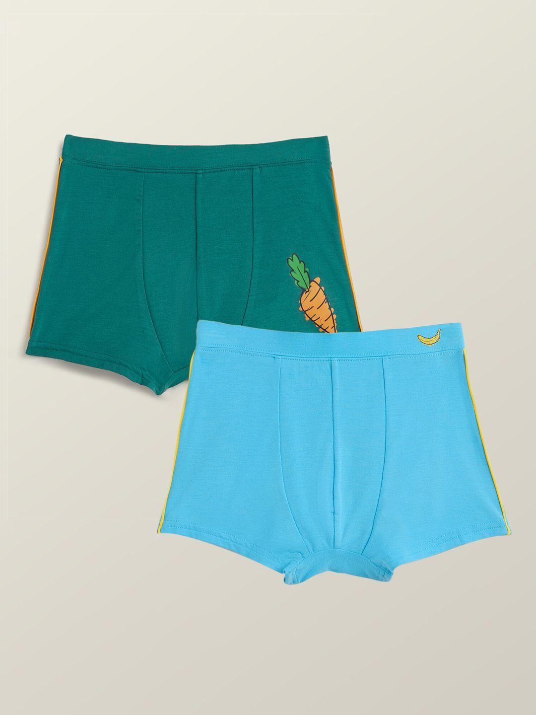xy life boys blue & green pack of 2 solid trunk- lbtrnk2pckn04