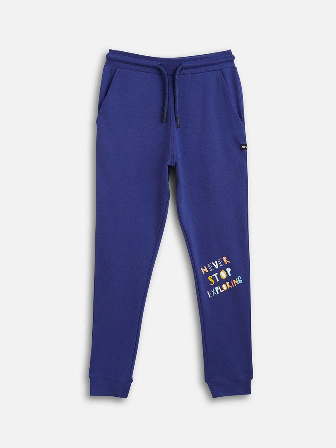 xy life boys blue solid relaxed-fit joggers