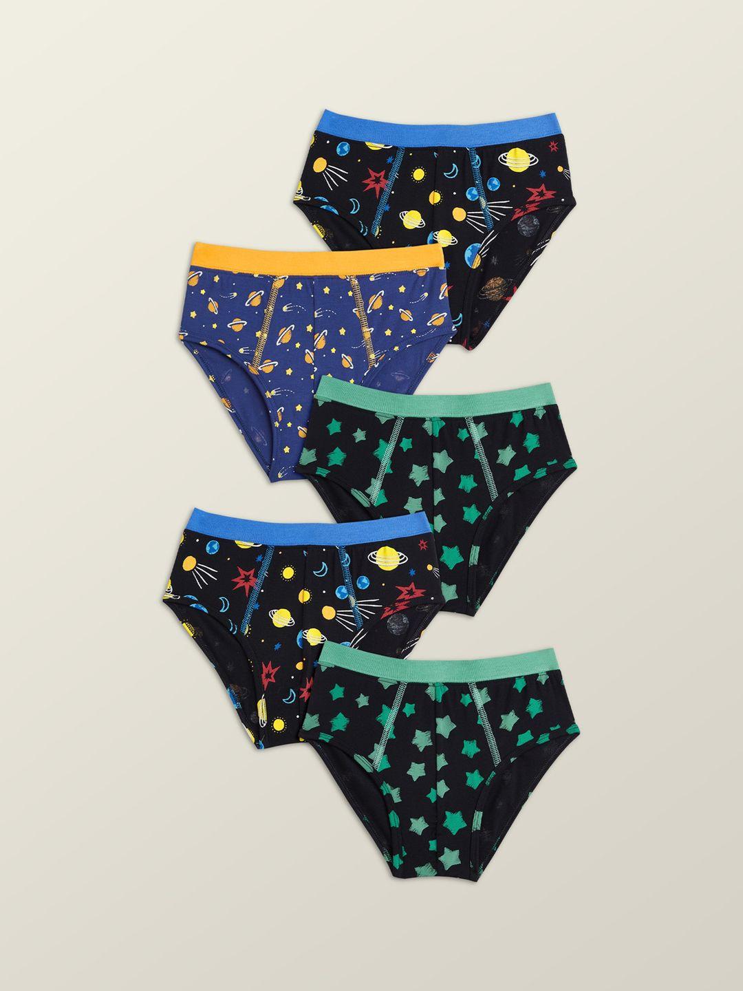 xy life boys pack of 5 black and blue printed intellisoft tencel modal briefs