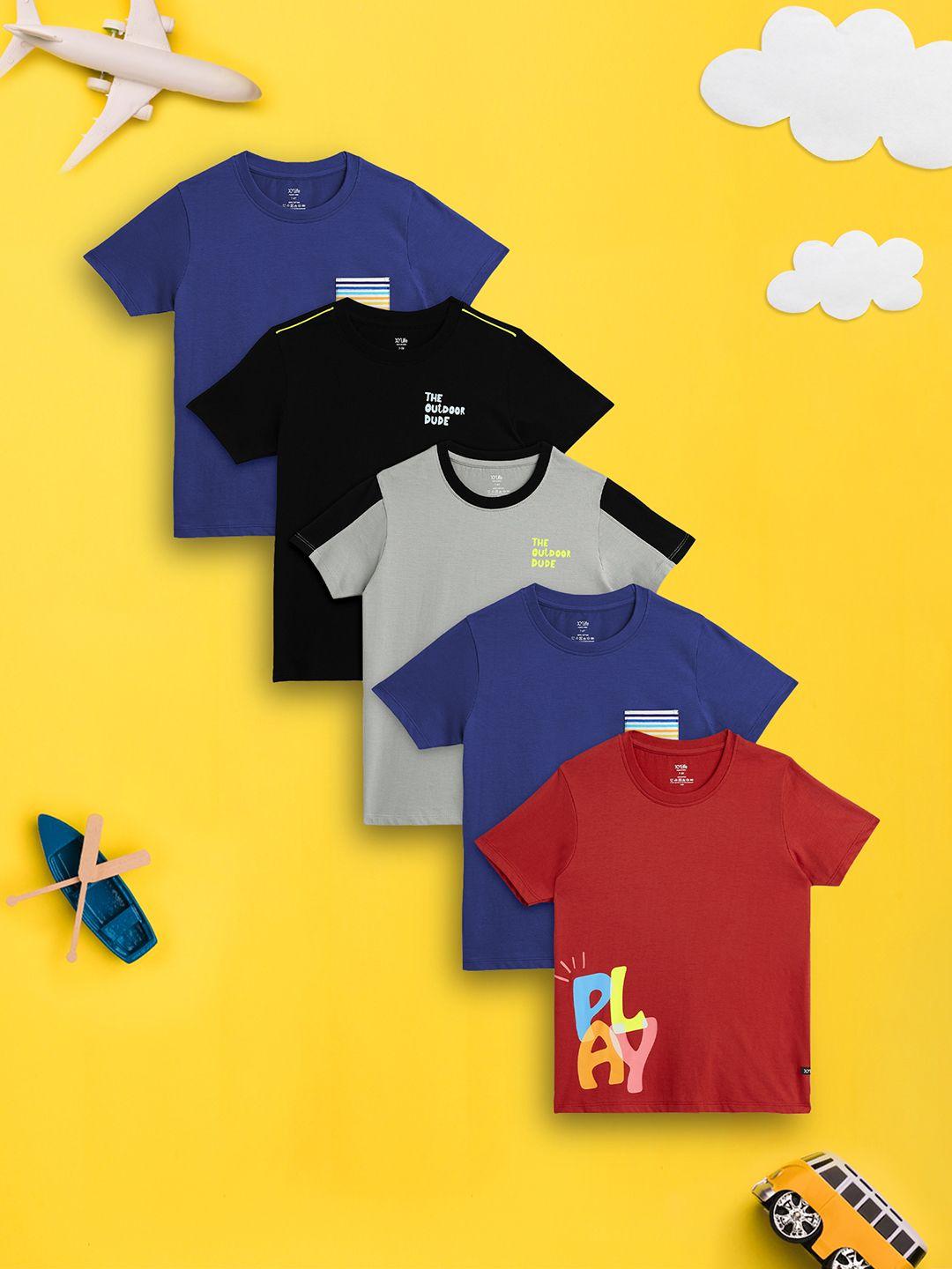 xy life boys pack of 5 cotton t-shirts