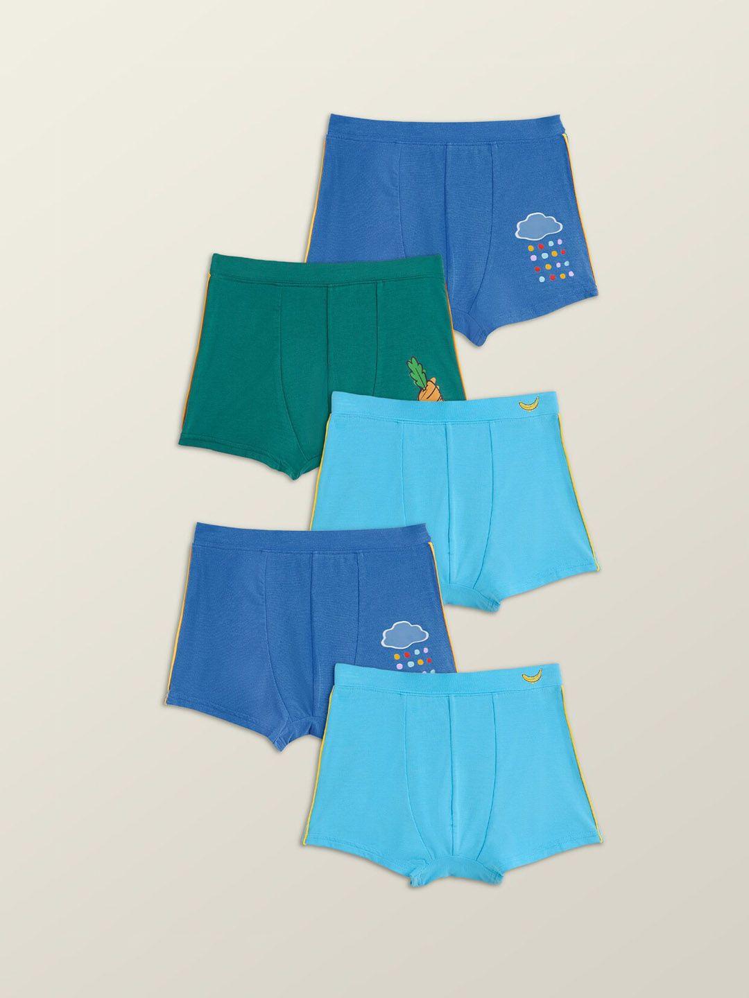 xy life boys pack of 5 mid-rise intelli soft technology trunks lbtrnk5pckn05_