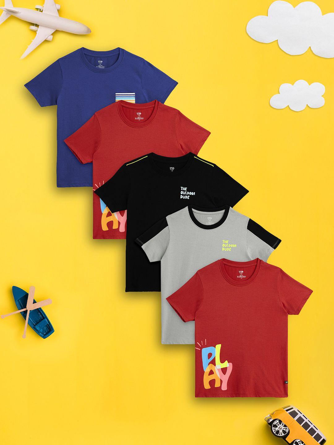 xy life boys pack of 5 playmate super combed cotton t-shirt