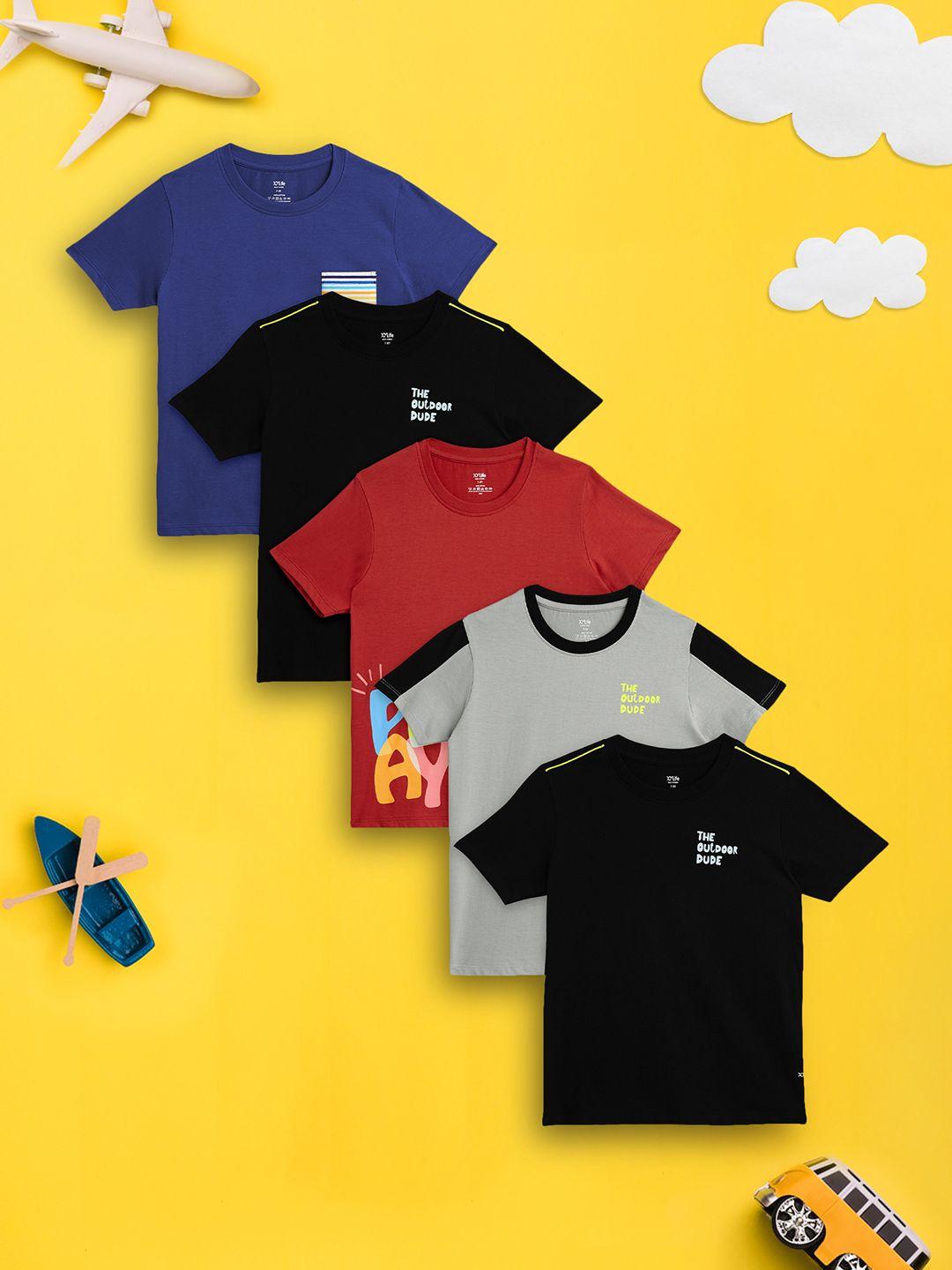 xy life boys pack of 5 playmate super combed cotton t-shirt