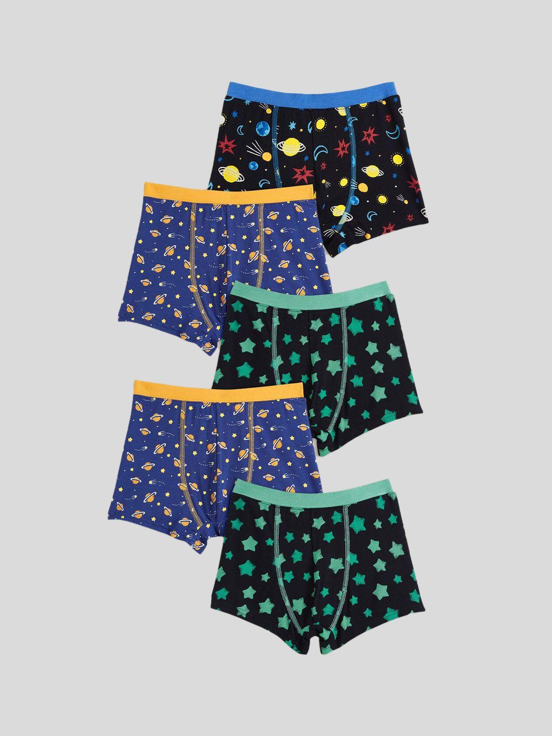 xy life boys pack of 5 printed trunk