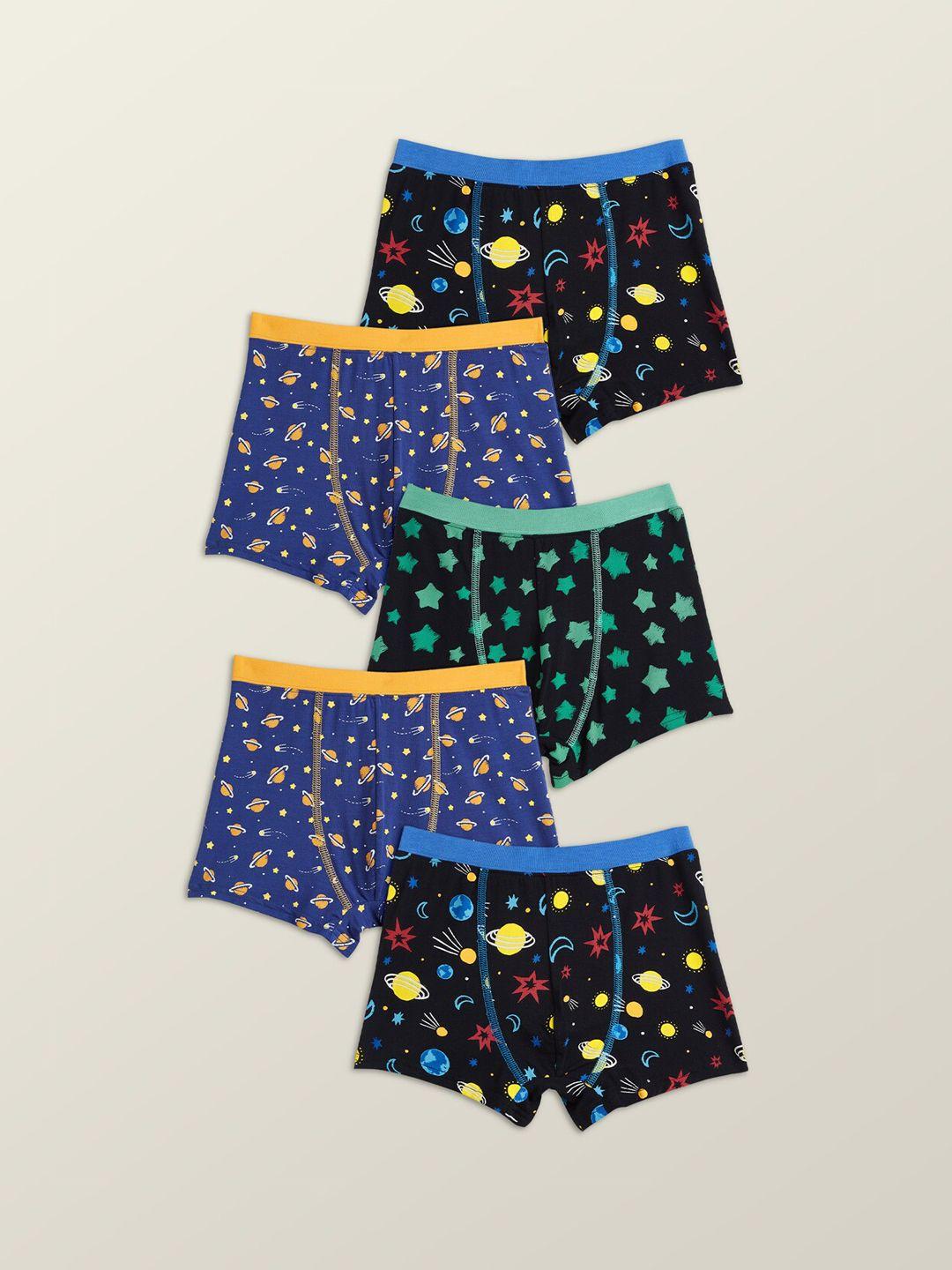 xy life boys pack of 5 printed trunk
