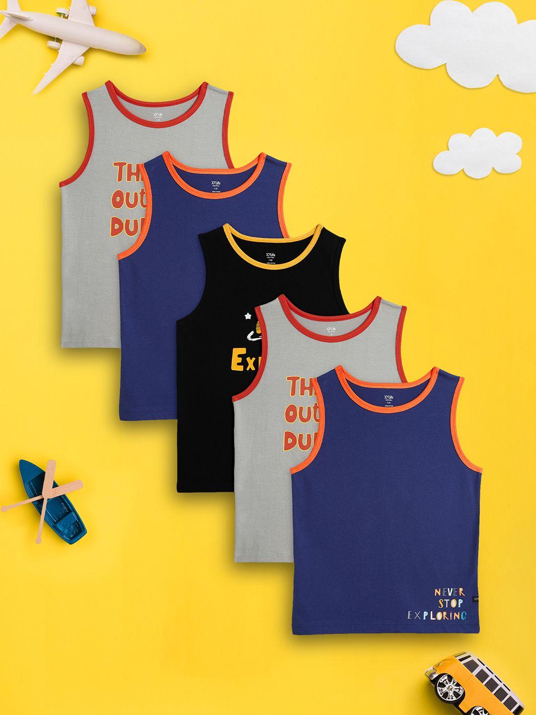 xy life boys pack of 5 splaymate combed cotton outer vests