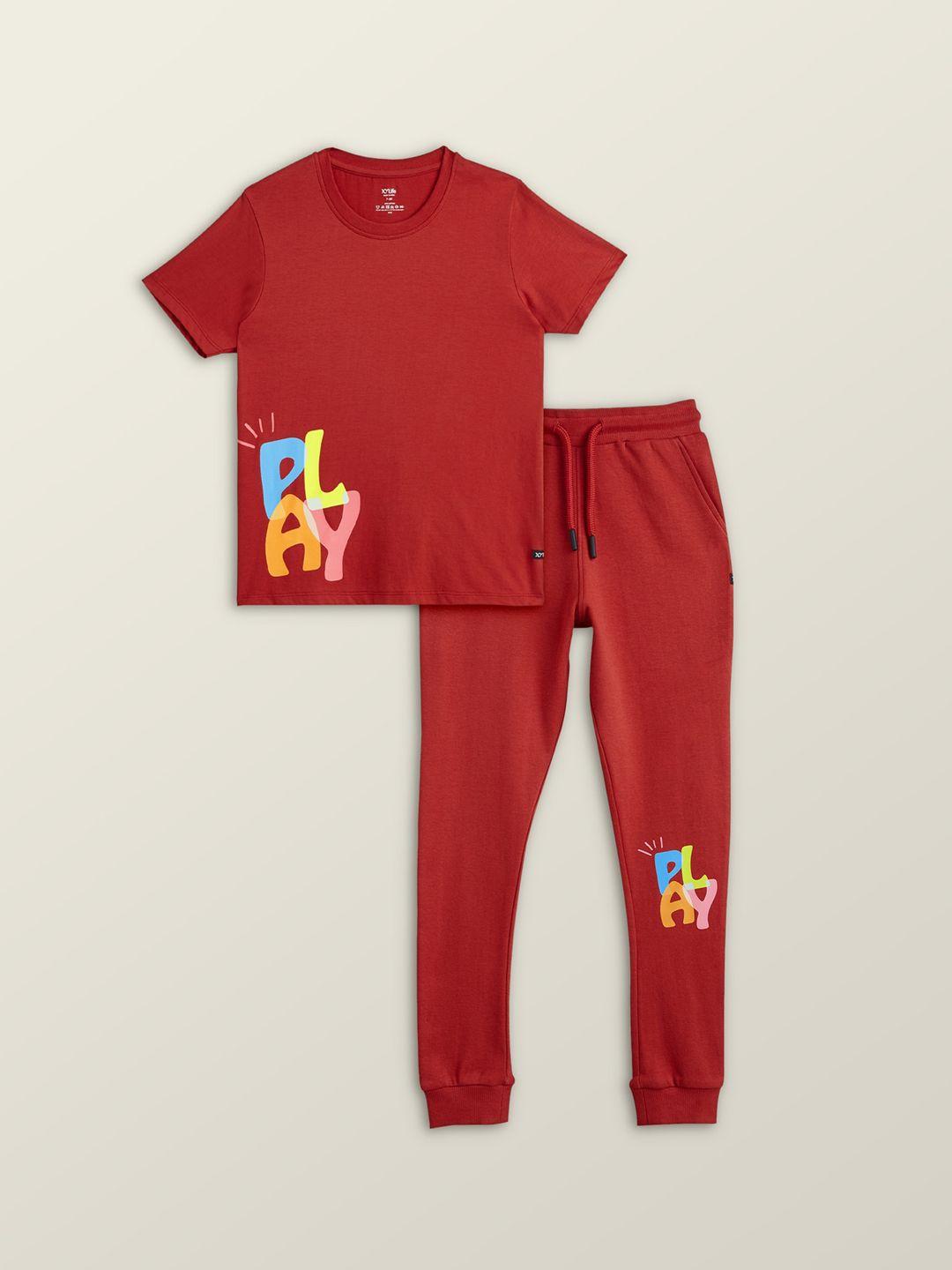 xy life boys typography printed pure cotton night suit
