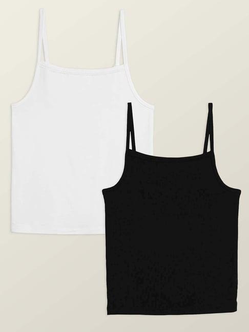 xy life kids black & white relaxed fit camisole (pack of 2)
