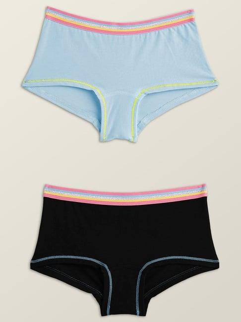 xy life kids blue & black relaxed fit panties (pack of 2)