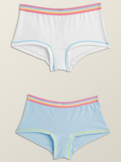 xy life kids blue & white relaxed fit panties (pack of 2)