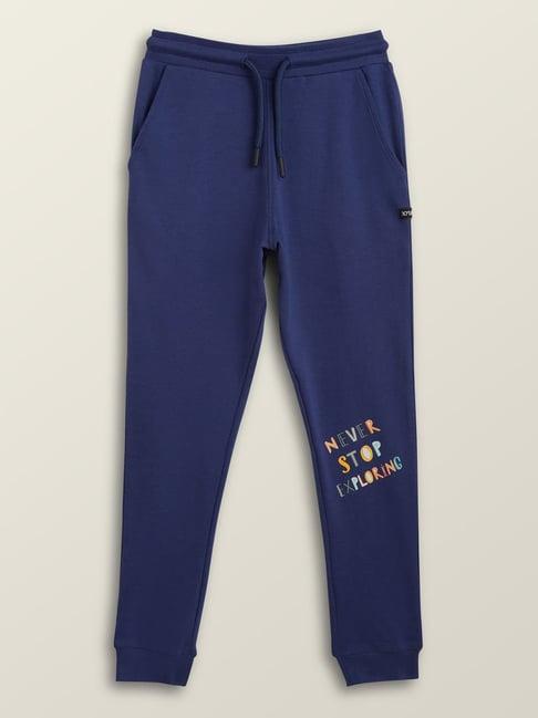 xy life kids blue cotton relaxed fit joggers