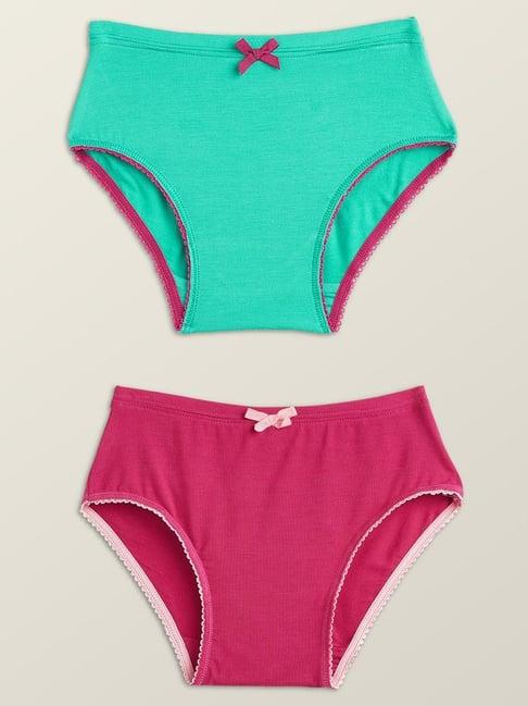 xy life kids green & pink relaxed fit panties (pack of 2)