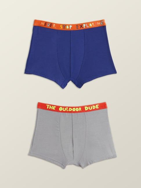 xy life kids grey & blue relaxed fit trunks (pack of 2)