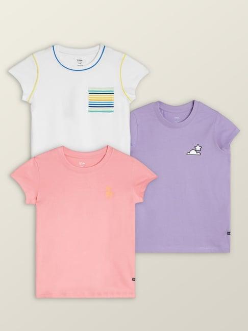xy life kids multicolor cotton printed t-shirt (pack of 3)