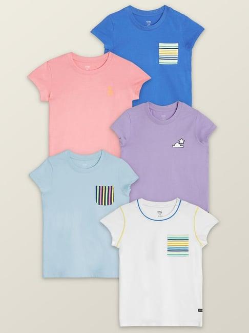 xy life kids multicolor cotton printed t-shirt (pack of 5)