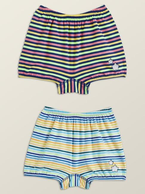 xy life kids multicolor cotton striped bloomers (pack of 2)