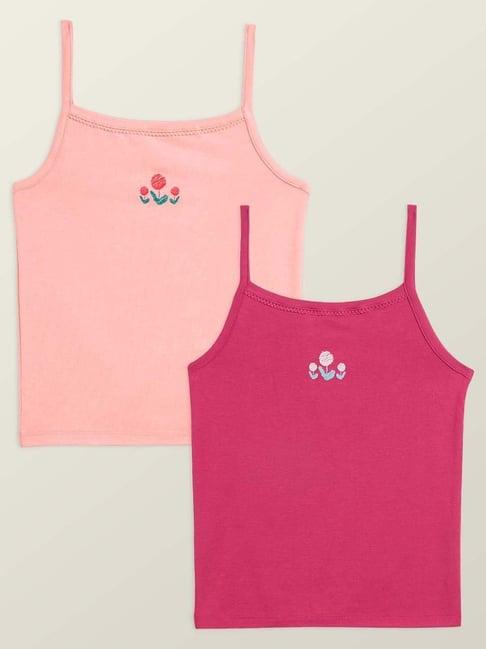 xy life kids pink & peach relaxed fit camisole (pack of 2)