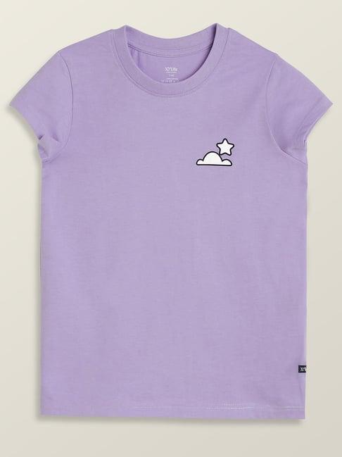 xy life kids purple cotton printed t-shirt