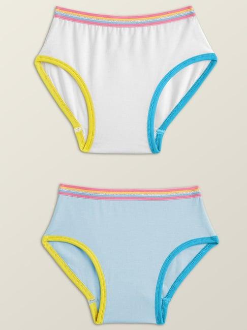xy life kids white & sky blue relaxed fit panties (pack of 2)