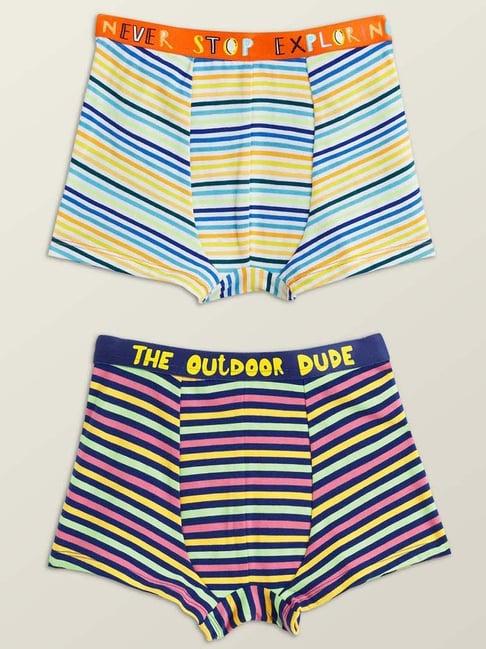 xy life kids yellow & blue striped trunks (pack of 2)