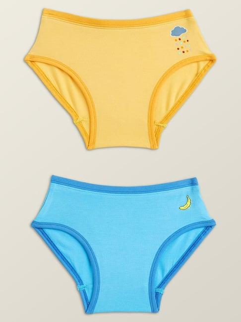 xy life kids yellow & sky blue relaxed fit panties (pack of 2)