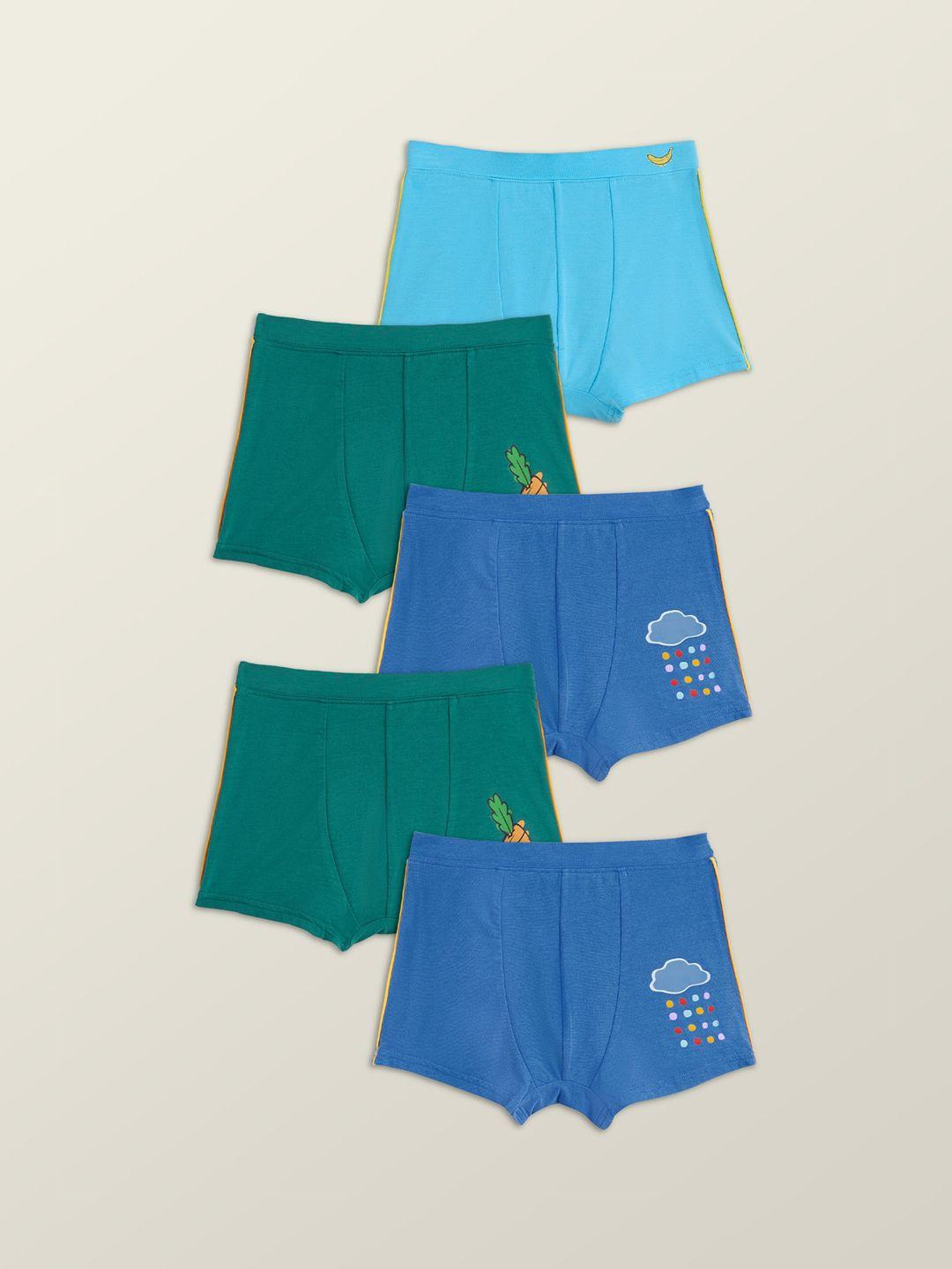 xy life pack of 5 kids boys solid  trunks