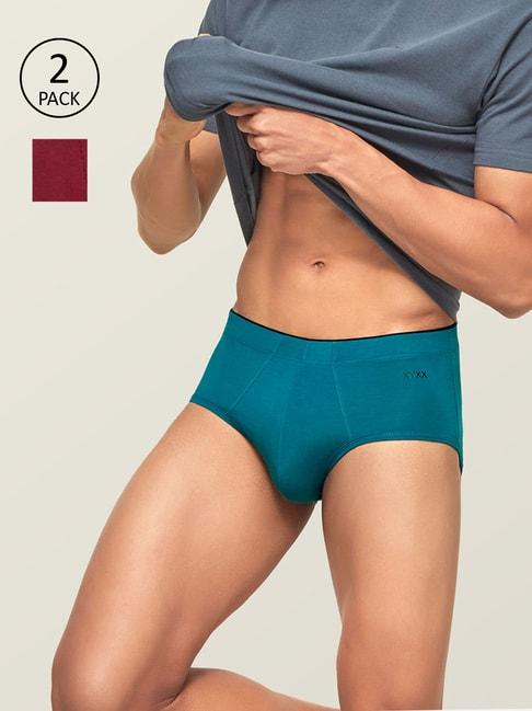 xyxx-maroon-&-teal-snug-fit-briefs---pack-of-2
