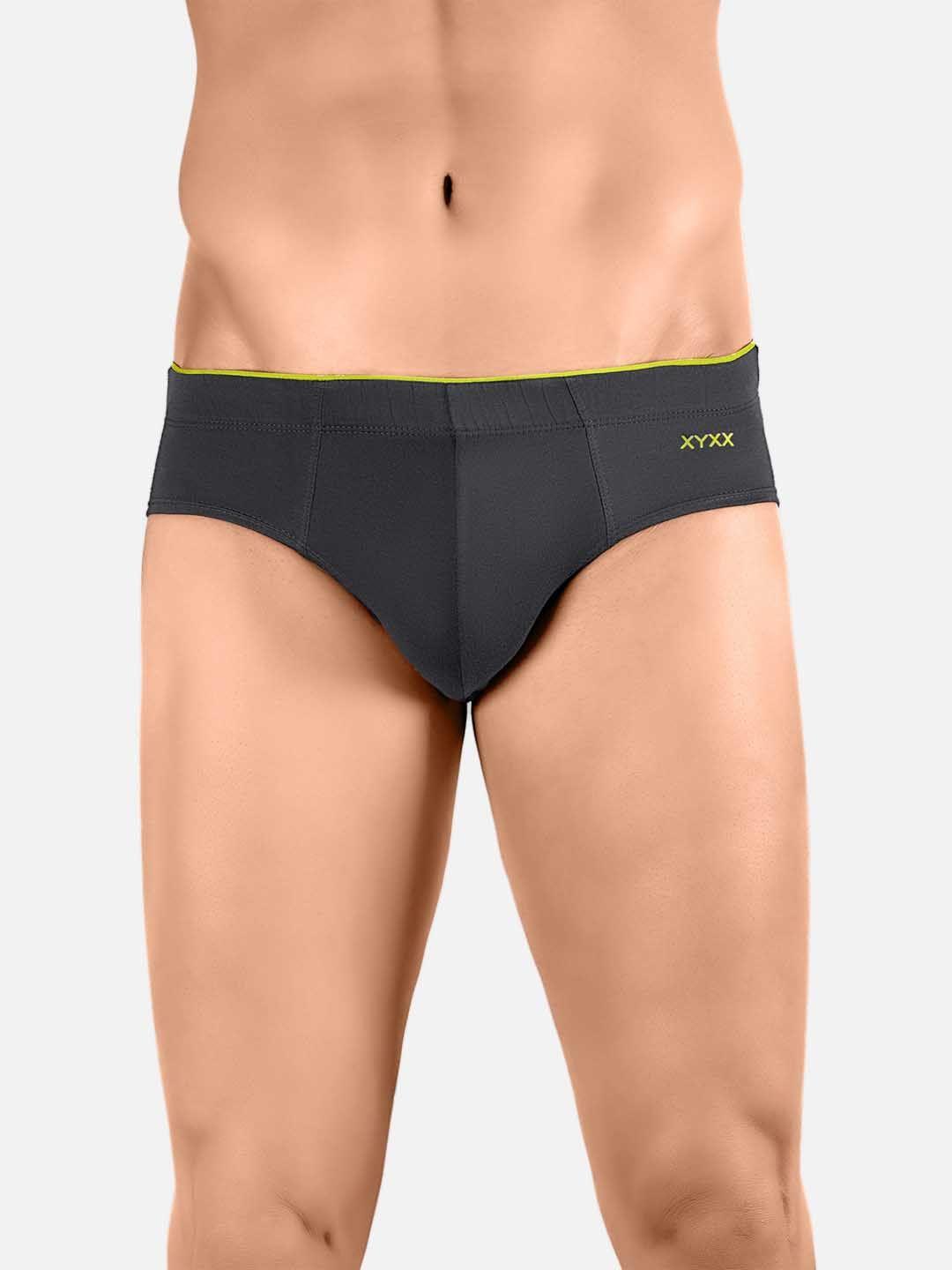 xyxx men charcoal-grey solid antimicrobial basic briefs xybrf53