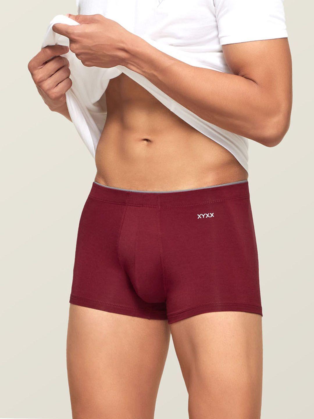 xyxx men maroon solid antimicrobial trunk