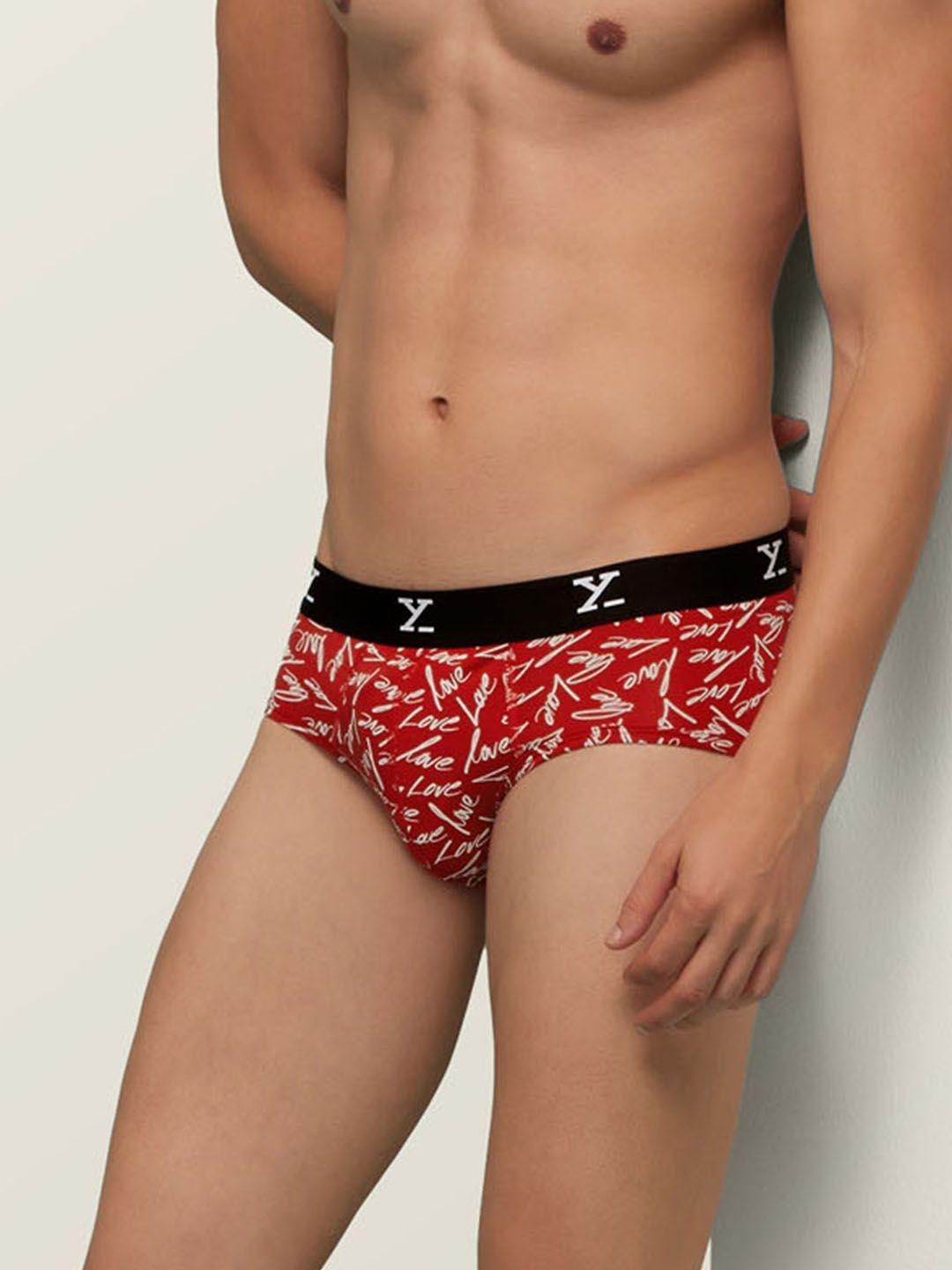xyxx men red & white printed shuffle intellisoft antimicrobial basic briefs