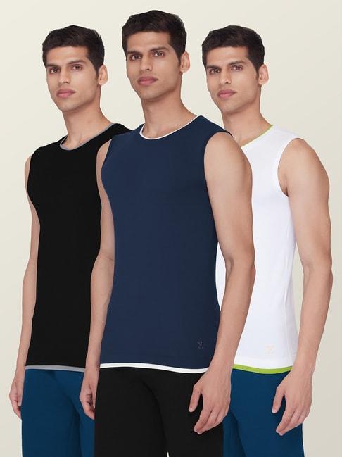 xyxx multicolor high moisture absorbing gym vests (pack of 3)