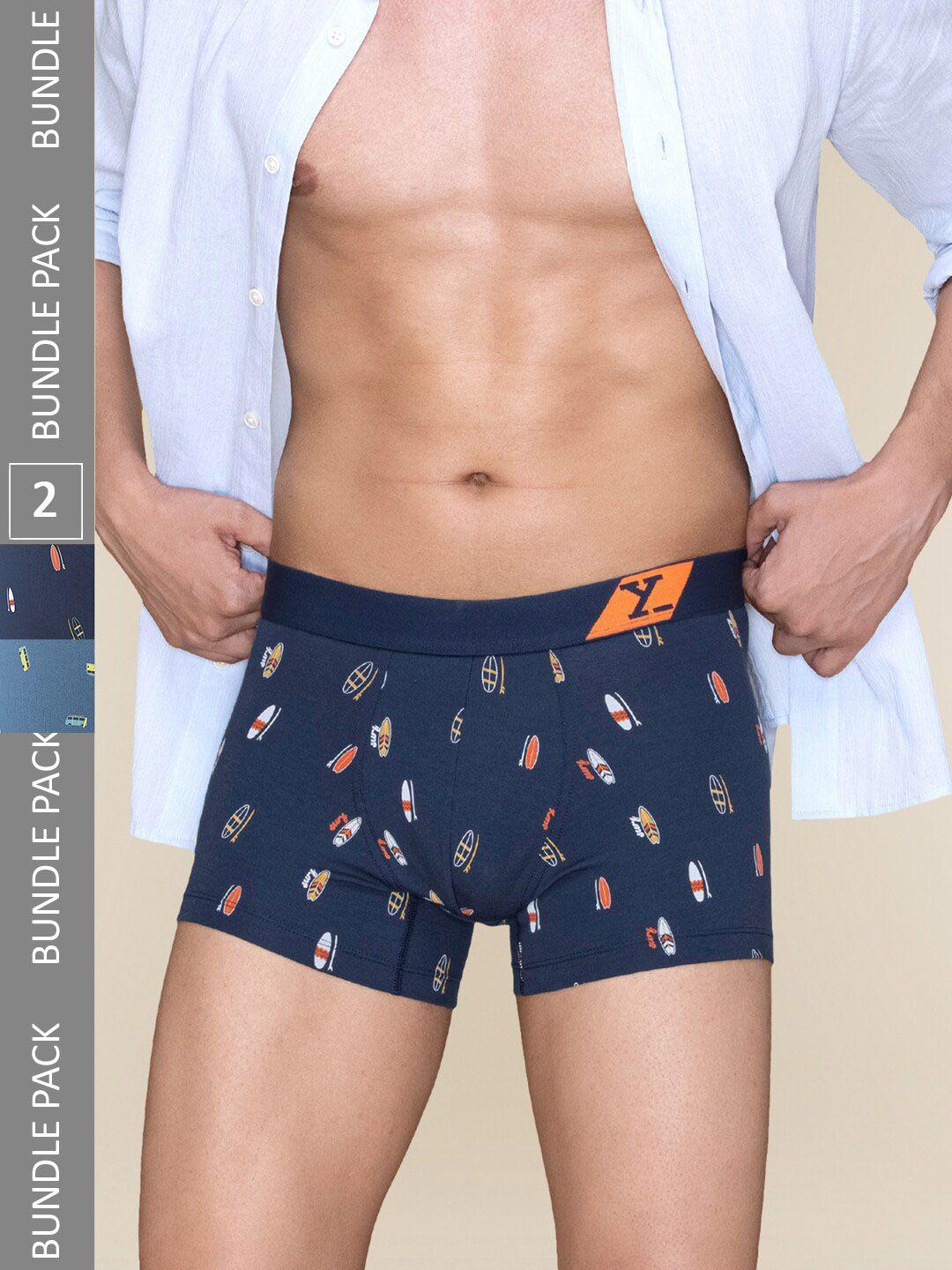xyxx pack of 2 printed cotton trunks xytrnk2pckn643