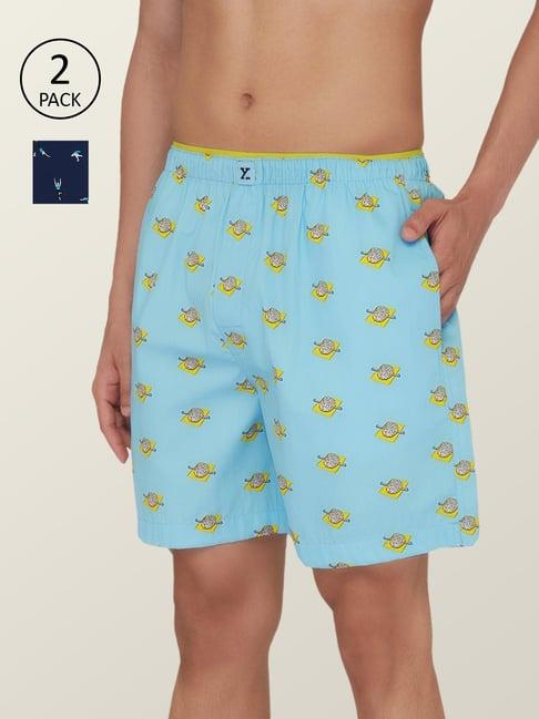 xyxx aqua & navy printed boxers - pack of 2