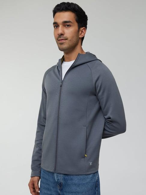 xyxx ash grey regular fit hooded sweatshirt