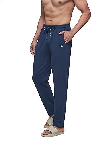 xyxx athleisure men’s cotton modal lounge pants - relaxed fit ace loungewear with antimicrobial finish, extra stretch, zippered pocket, anti-roll waistband