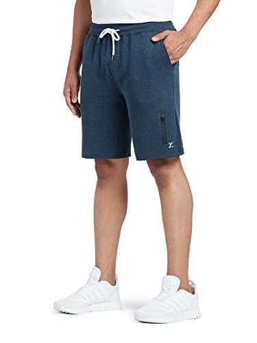 xyxx athleisure men's cotton melange shorts | ultra-smooth casual everyday wear | tailored relaxed fit solid hype shorts with zipper pocket | pack of 1 (medley blue, large)