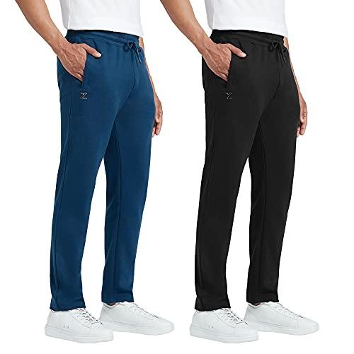 xyxx athleisure men's cotton track pants - relaxed fit, ultra smooth, sweat absorbent code loungewear with zippered pockets, perfect ankle length, drawcord closure