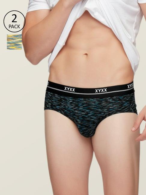 xyxx black & beige heathered briefs - pack of 2