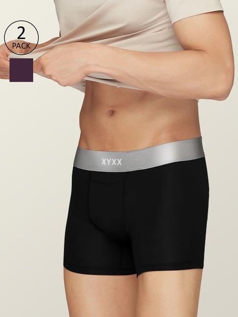 xyxx black & purple micro modal trunks - pack of 2