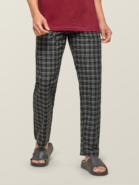 xyxx black cotton regular fit checks pyjama